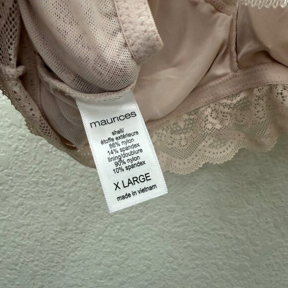 Maurices Vintage Lace Butterfly Back Tinted Blush Bralette Womens size XL NEW - Picture 3 of 5
